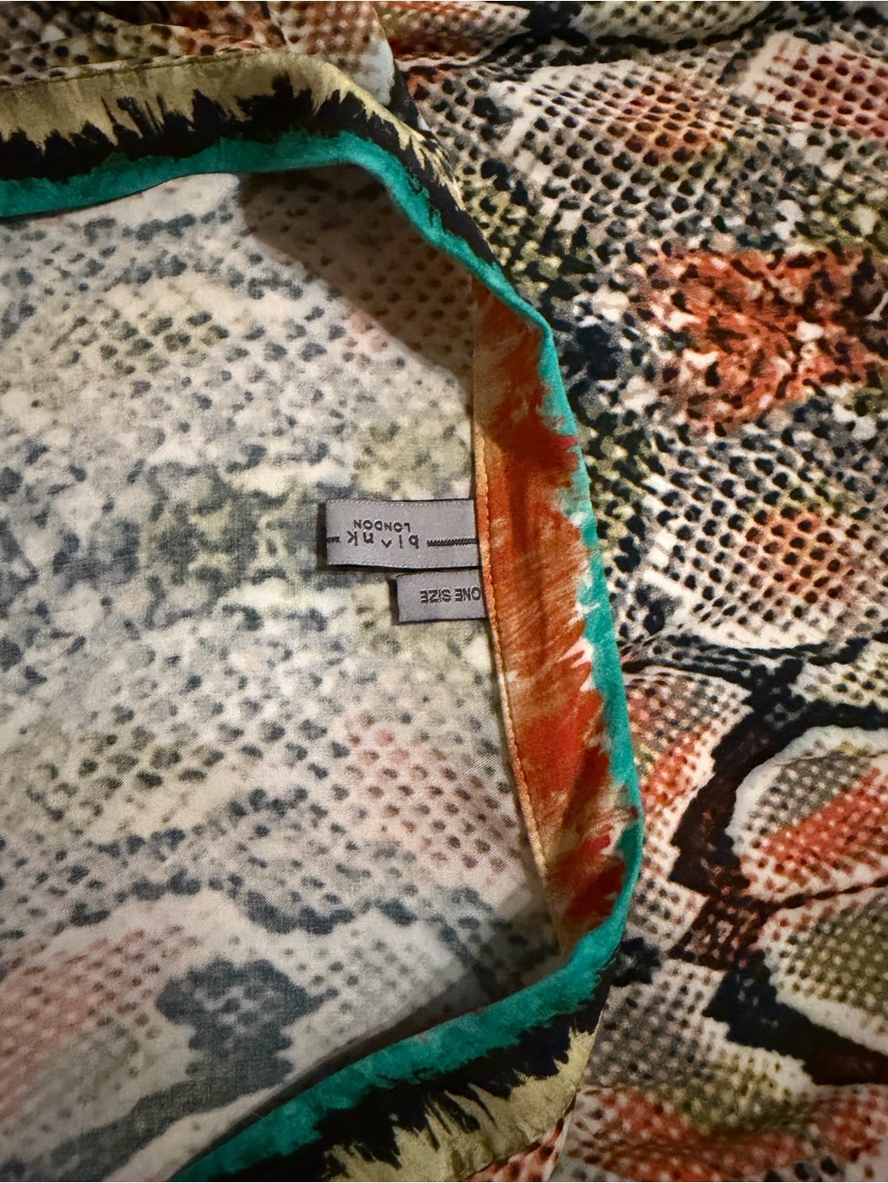 Anthropologie Multicolor Snake-Print Open Cardigan with Teal Trim - Picture 3 of 3